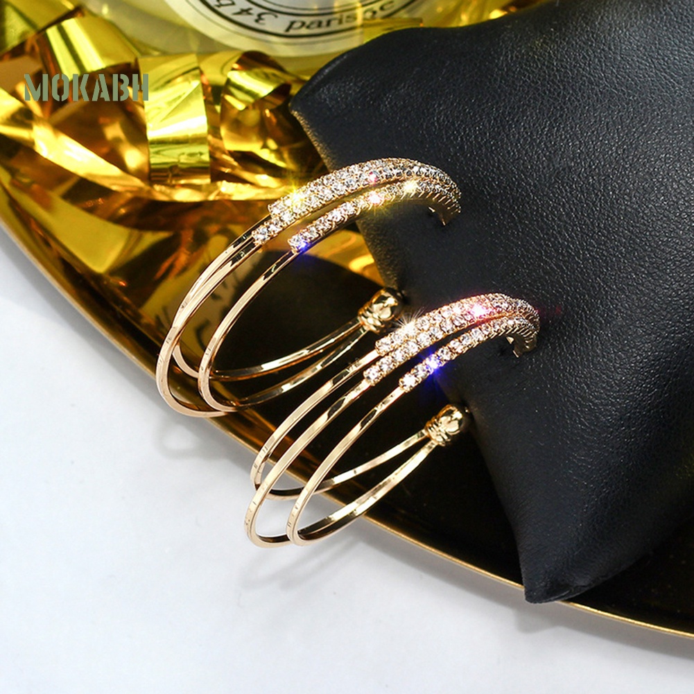 Khuyên Tai Vòng Ba Lớp Đính Đá Tinh Tế Cho Nữ