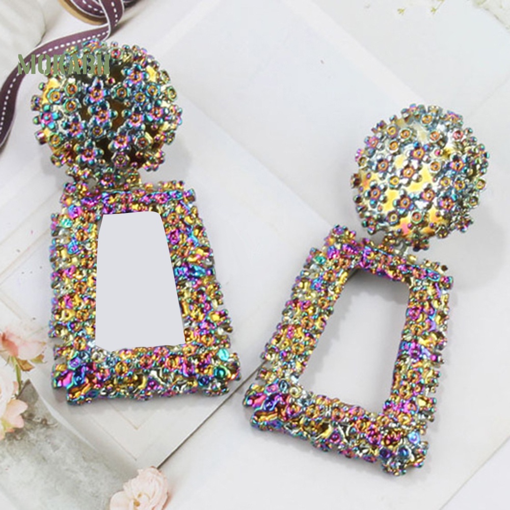 Bông Tai Hình Thang Dáng Dài Thiết Kế Đục Lỗ Thời Trang Sang Trọng Cho Nữ