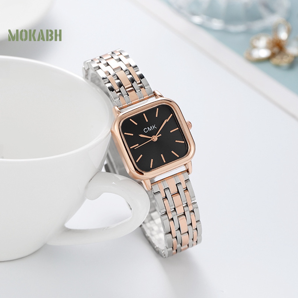 [mokabh] Đồng Hồ Đeo Tay Mặt Vuông Hợp Kim Chống Nước Thời Gian Chính Xác Trang Trí Cho Nam