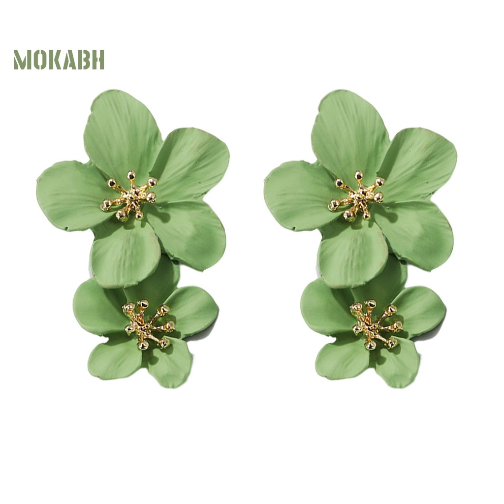 1 Đôi Bông Tai Hình Hoa Hai Lớp Không Gây Dị Ứng Thiết Kế Tinh Tế Thời Trang Dự Tiệc Cho Nữ