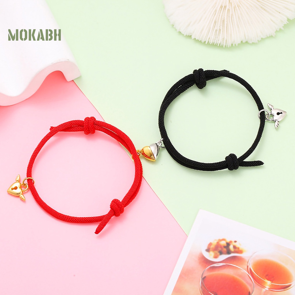 1 Cặp Dây Đeo Tay Bằng Nylon Mạ Điện Handmade Không Phai Màu Trang Trí Trái Tim Quyến Rũ