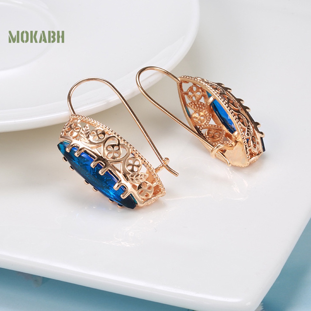 1 Bộ Vòng cổ + Bông Tai Hình Oval Rỗng Sáng Điều Chỉnh Được Phong Cách Vintage Thanh Lịch