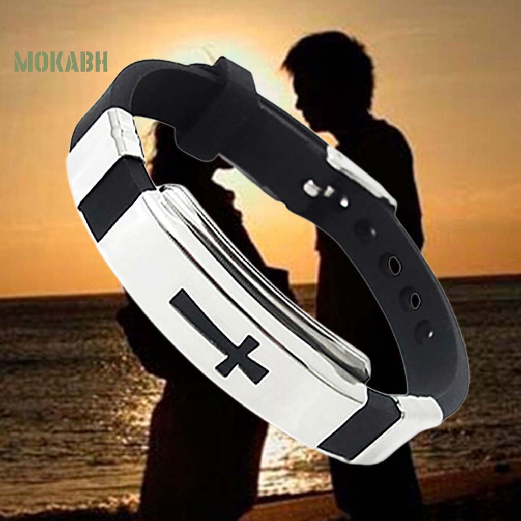 Vòng Đeo Tay Bằng Thép Không Gỉ Họa Tiết Chữ Thập Unisex