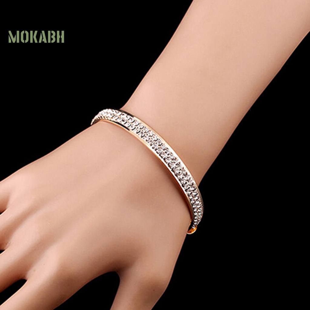 Vòng Đeo Tay Mạ Bạc Đính Đá Lấp Lánh Thời Trang Cho Nữ