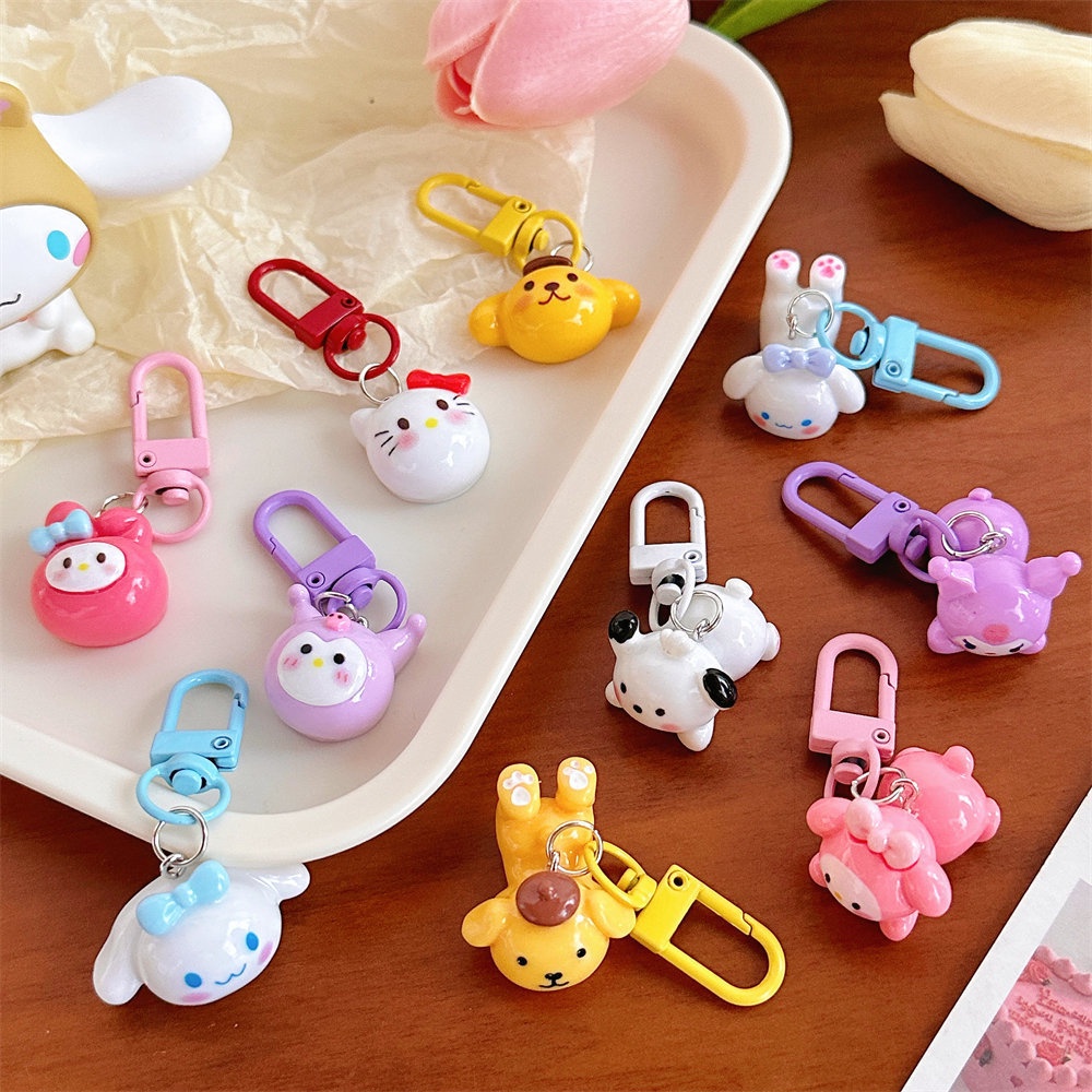 Móc Khóa Mặt Tròn Họa Tiết Hoạt Hình Dễ Thương Phong Cách Nhật Bản