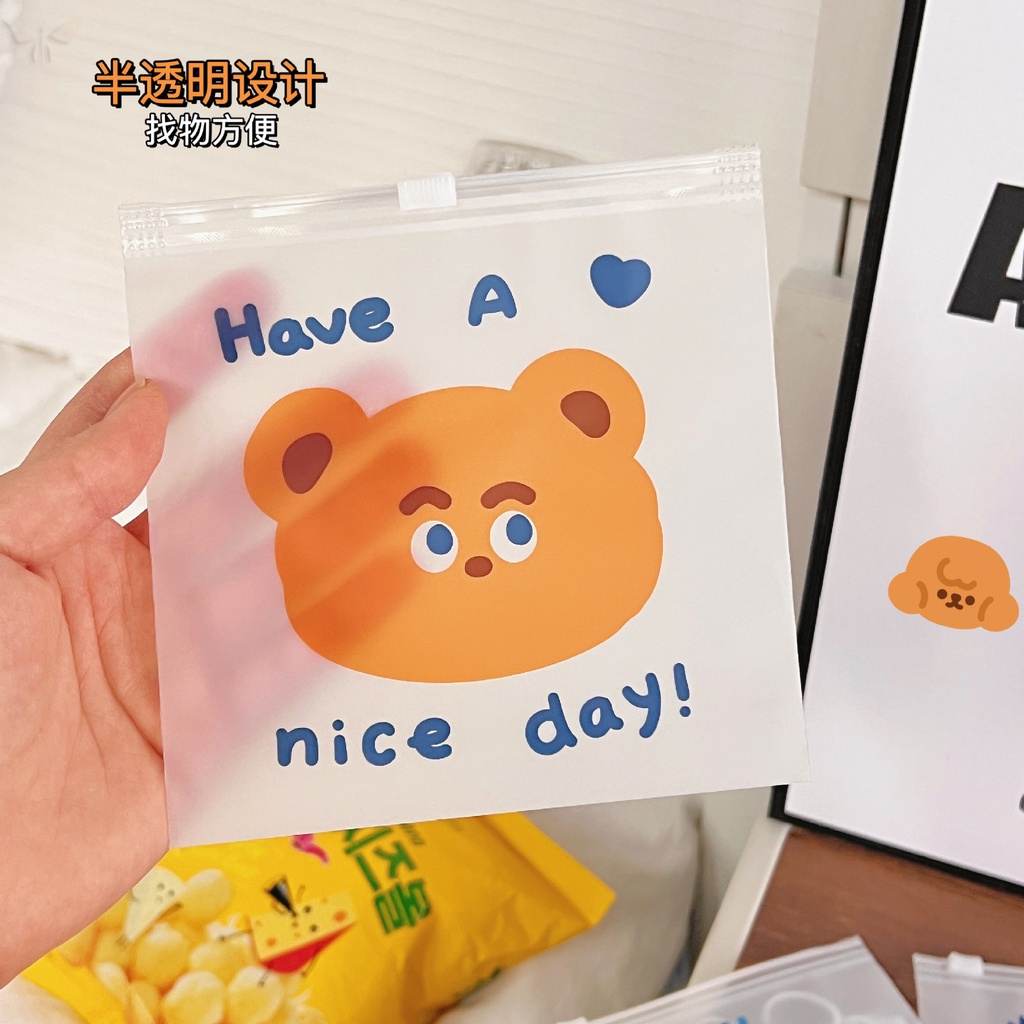 Set 3 Túi Zip Đựng Bánh Kẹo Họa Tiết Hoạt Hình Dễ Thương