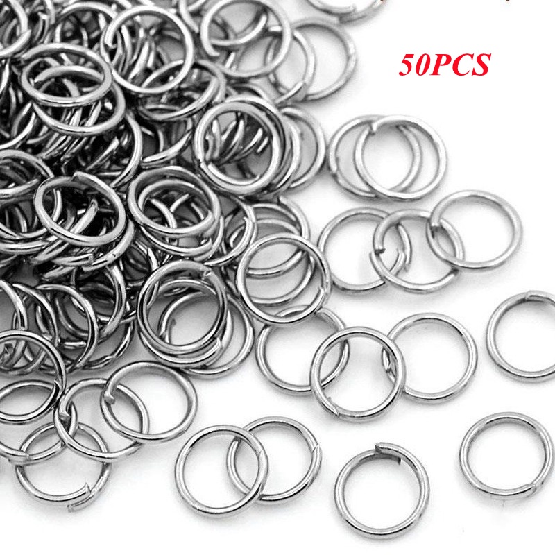 Set 50 / 100 Khoen Tròn 8MM Bằng Thép Không Gỉ Làm Trang Sức Thủ Công