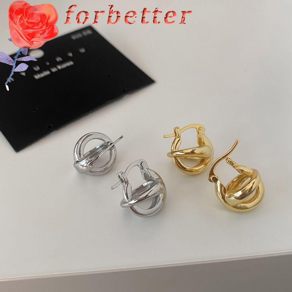 Bông Tai Hình Tròn Đan Chéo Bằng Đồng Phong Cách Hàn Quốc Thời Trang Cho Nữ