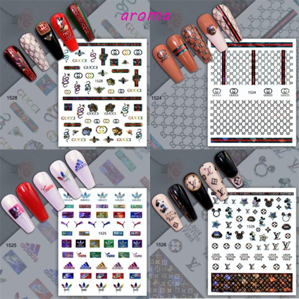 Nhãn Dán Trang Trí Móng Tay Họa Tiết Logo Thương Hiệu Lớn Sang Trọng