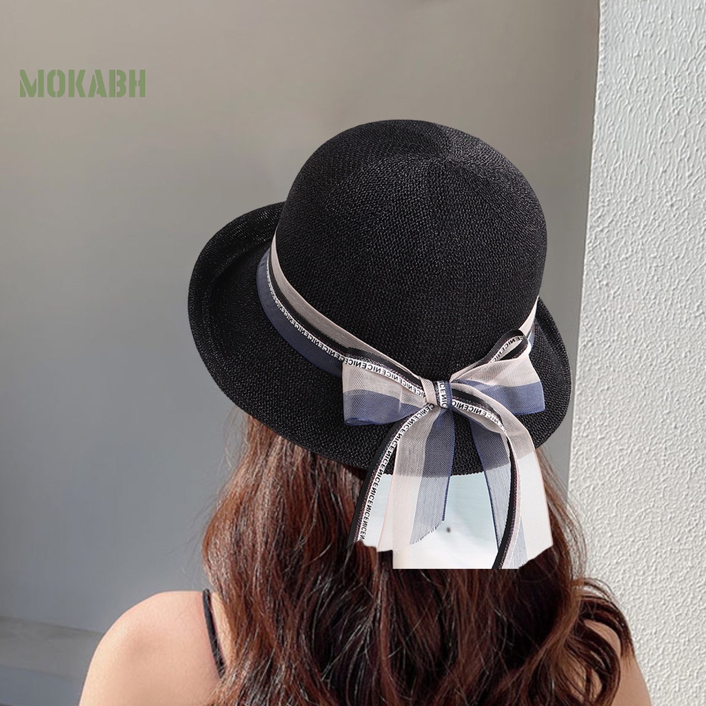Nón Tai Bèo Vành Tròn Thắt Nơ Ruy Băng Thời Trang Mùa Hè Cho Nữ
