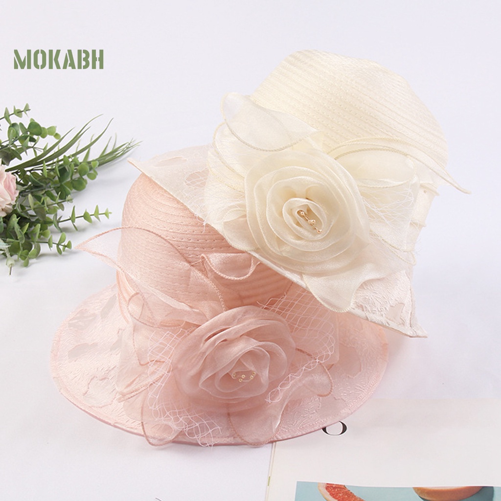 [Mok Abh] Mũ Lưới Tròn Mềm Mại Xuyên Thấu Phong Cách Công Chúa Cổ Điển Trang Trí Tiệc Đi Biển Dành Cho Nữ