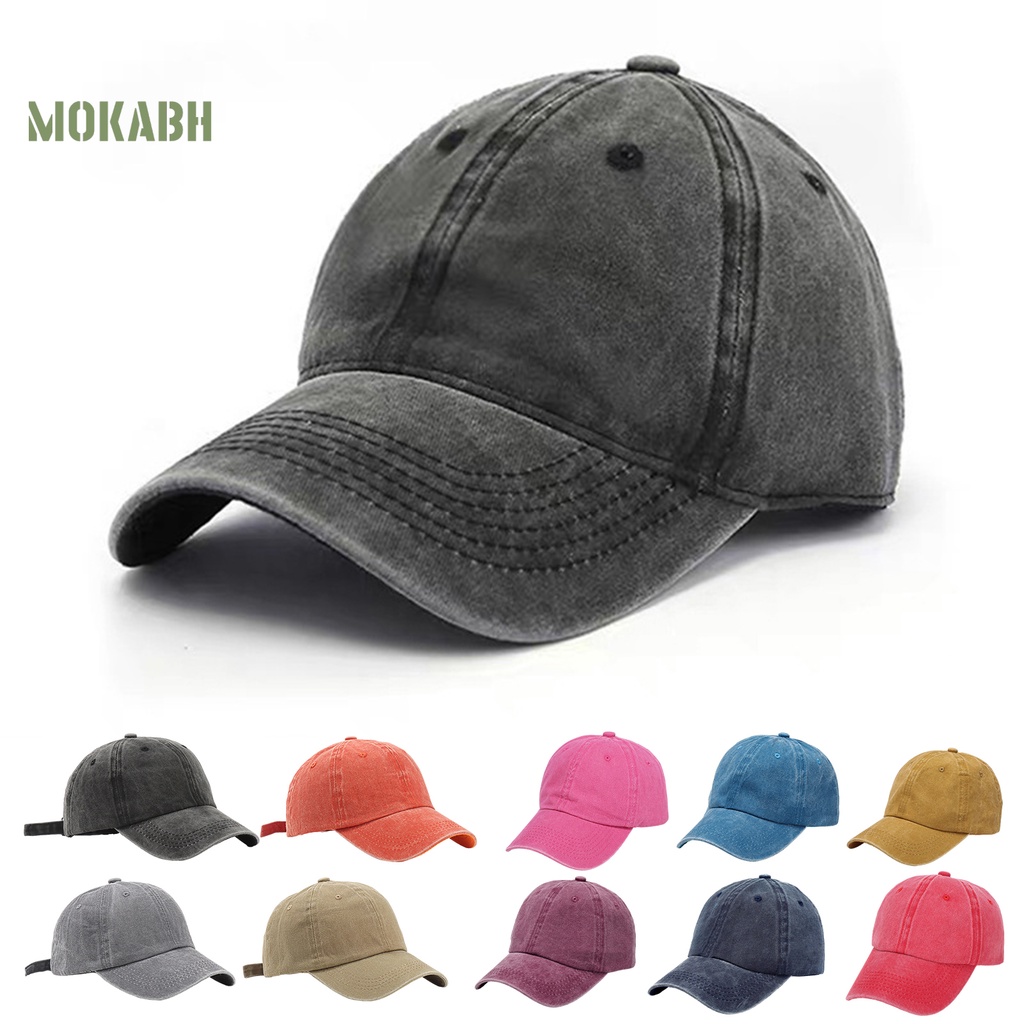 [Mok Abh] Mũ Bóng Chày Mềm Mại Có Khóa Cài Vành Lớn Thoải Mái Phong Cách Cổ Điển Có Thể Điều Chỉnh Dành