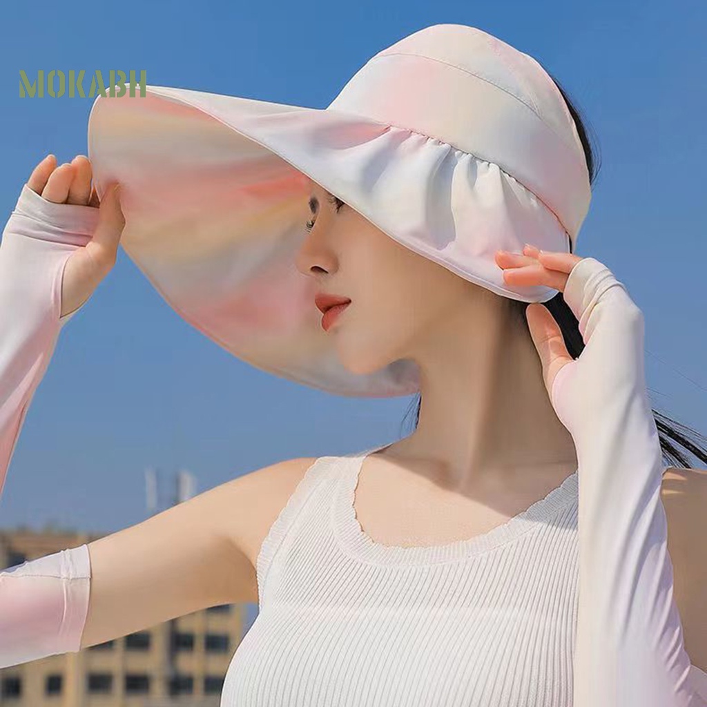 Nón Rộng Vành Thoáng Khí Chống Tia UV Màu Sắc Cầu Vồng Thời Trang Đi Biển Mùa Hè Cho Nữ