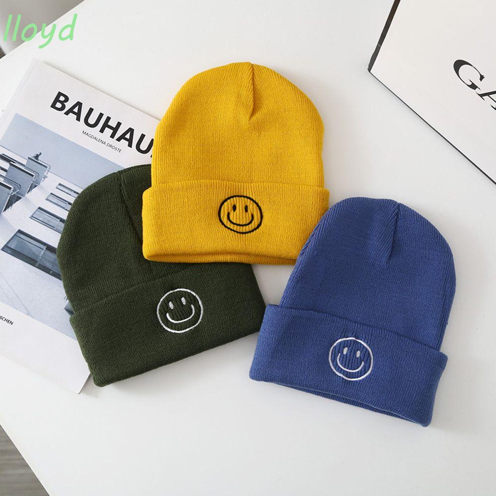 Lloyd Mũ Beanie Dệt Kim Hình Mặt Cười Thời Trang Đường Phố Mùa Thu Cá Tính Dễ Phối Đồ Cho Nam Và