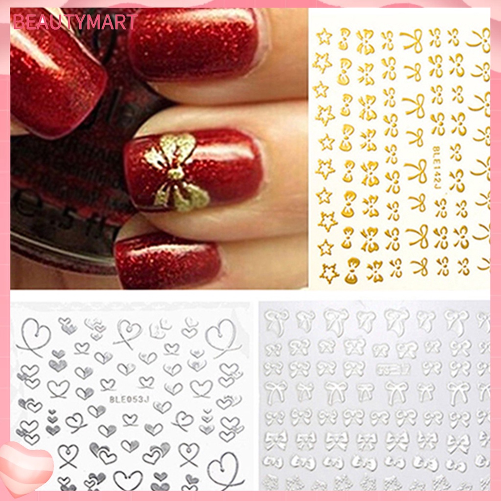 Miếng Dán Trang Trí Móng Tay Hình Nơ Trái Tim Thời Trang DIY
