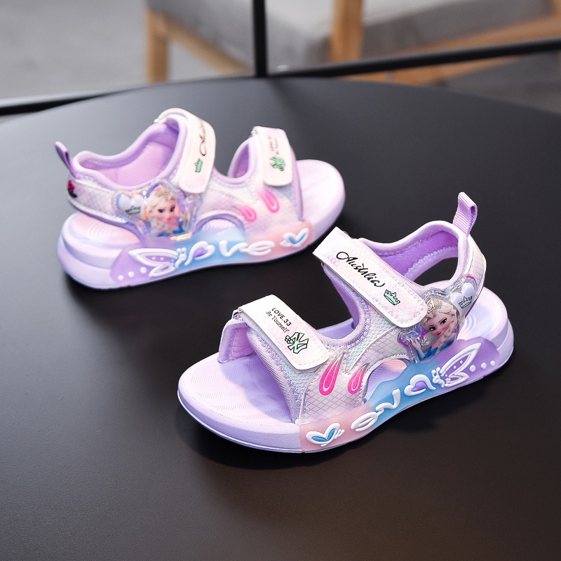 Dép Sandal Cho Bé Gái 3-12 Tuổi, Xăng đan Dép Quai Hậu Công Chúa Đế Dẻo In Họa Tiết Màu Pastel Siêu Xinh