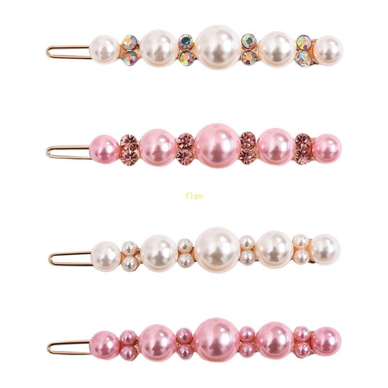 Kẹp Tóc Đính Hạt Ngọc Trai Giả Màu Hồng / Trắng Ngọt Ngào Phong Cách Hàn Quốc Cho Nữ