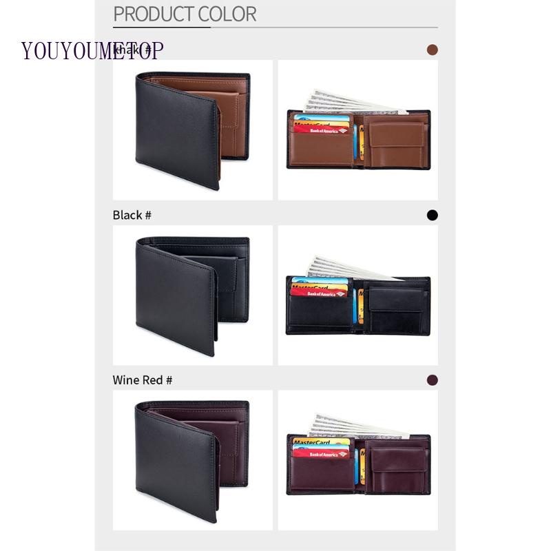 Youyo Ví Da Gập Đôi RFID Đựng Thẻ ID Tiền Xu Phong Cách Vintage Cho Nam