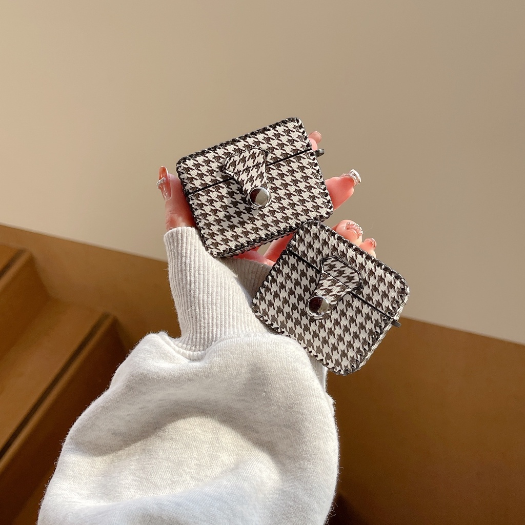 Vỏ Bảo Vệ Hộp Sạc Tai nghe không dây AirPods 1 / 2 gen3 pro2 2022 Bằng Da PU Hình Vuông Kiểu Dáng Thời Trang