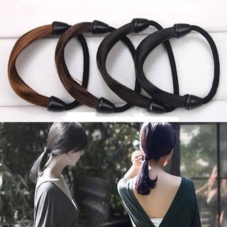 Dây Cột Tóc Co Giãn Đính Tóc Giả Thời Trang Cho Nữ