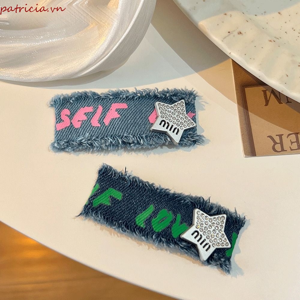 Kẹp Tóc Ngôi Sao Năm Cánh Bằng Vải Denim Dễ Thương Sáng Tạo