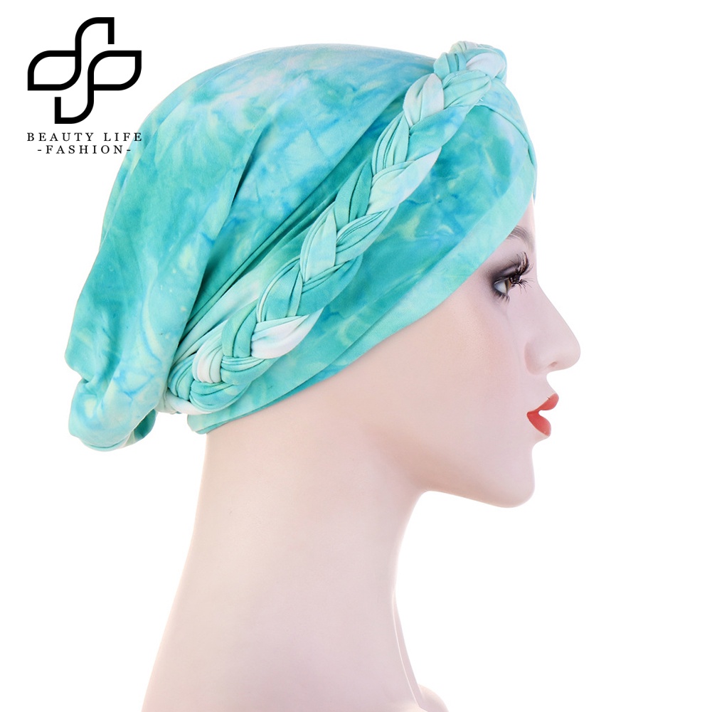 Mũ Turban Thắt Bím Tóc Co Giãn Thời Trang Cho Phụ Nữ Hồi Giáo