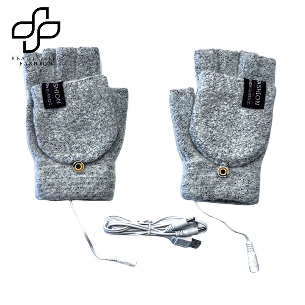 1 Đôi Găng Tay Điện Hở Ngón Sưởi Ấm Mềm Mại Co Giãn Giữ Ấm Mùa Thu Đông Cho Nam Nữ