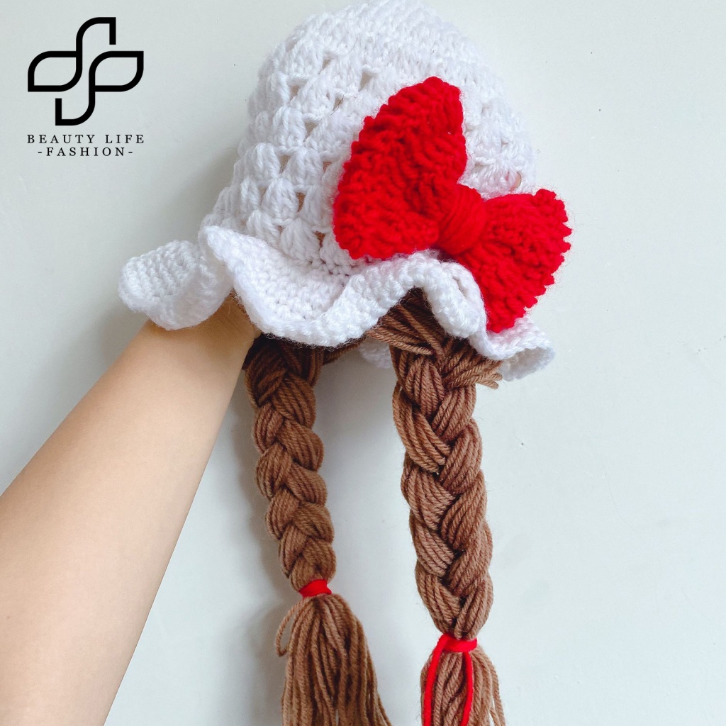 Nón Len Dệt Hoa Hướng Dương / Cherry Dùng Làm Đạo Cụ Chụp Ảnh Cho Bé Gái