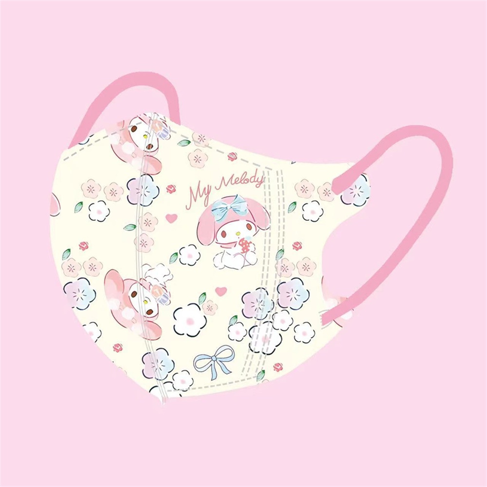 Set 30 Khẩu Trang sanrio melody 3d Ba Lớp Thoáng Khí In Họa Tiết Hoạt Hình Xinh Xắn Cho Bé