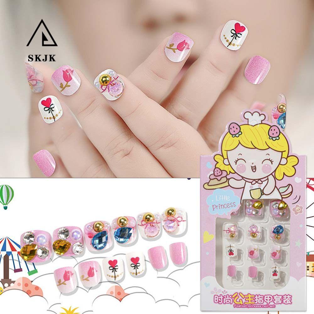 Móng tay giả in hình công chúa hoạt hình dễ thương có thể tháo rời dành cho trẻ em
