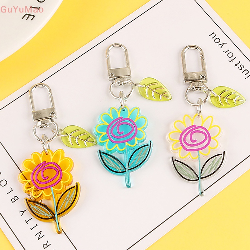 Móc Khóa Nhựa Acrylic Trong Suốt Hình Hoa Hướng Dương Dễ Thương