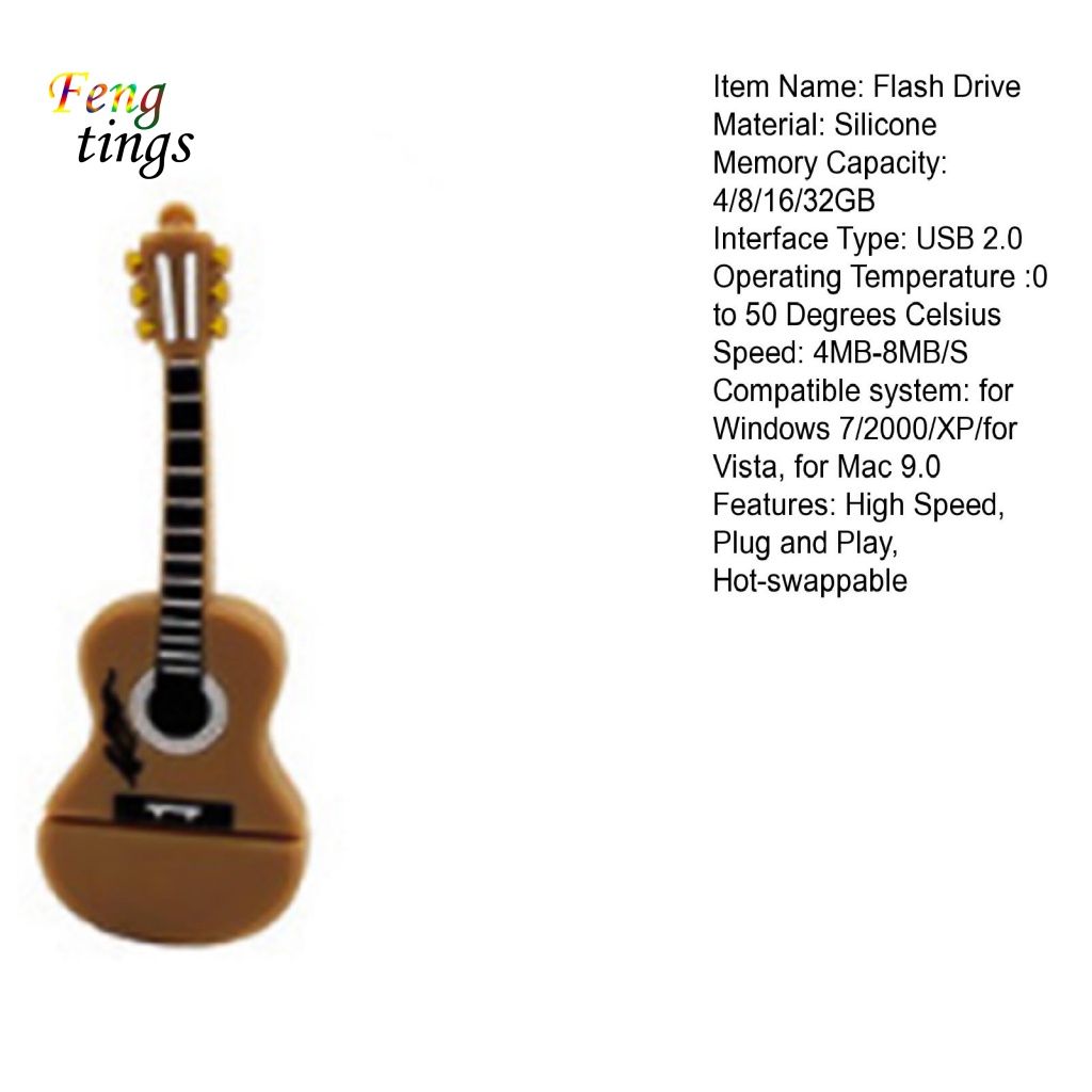 Ổ Đĩa Flash USB 2.0 4 / 8 / 16 / 32GB Tốc Độ Cao Hình Hoạt Hình Cho Guitar / Violin