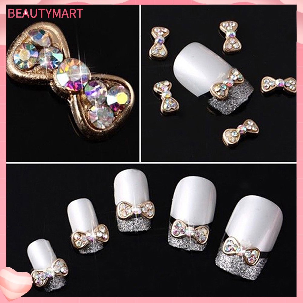 Set 10 Hạt Nơ Hợp Kim Acrylic 3D Lấp Lánh Trang Trí Móng Nghệ Thuật DIY