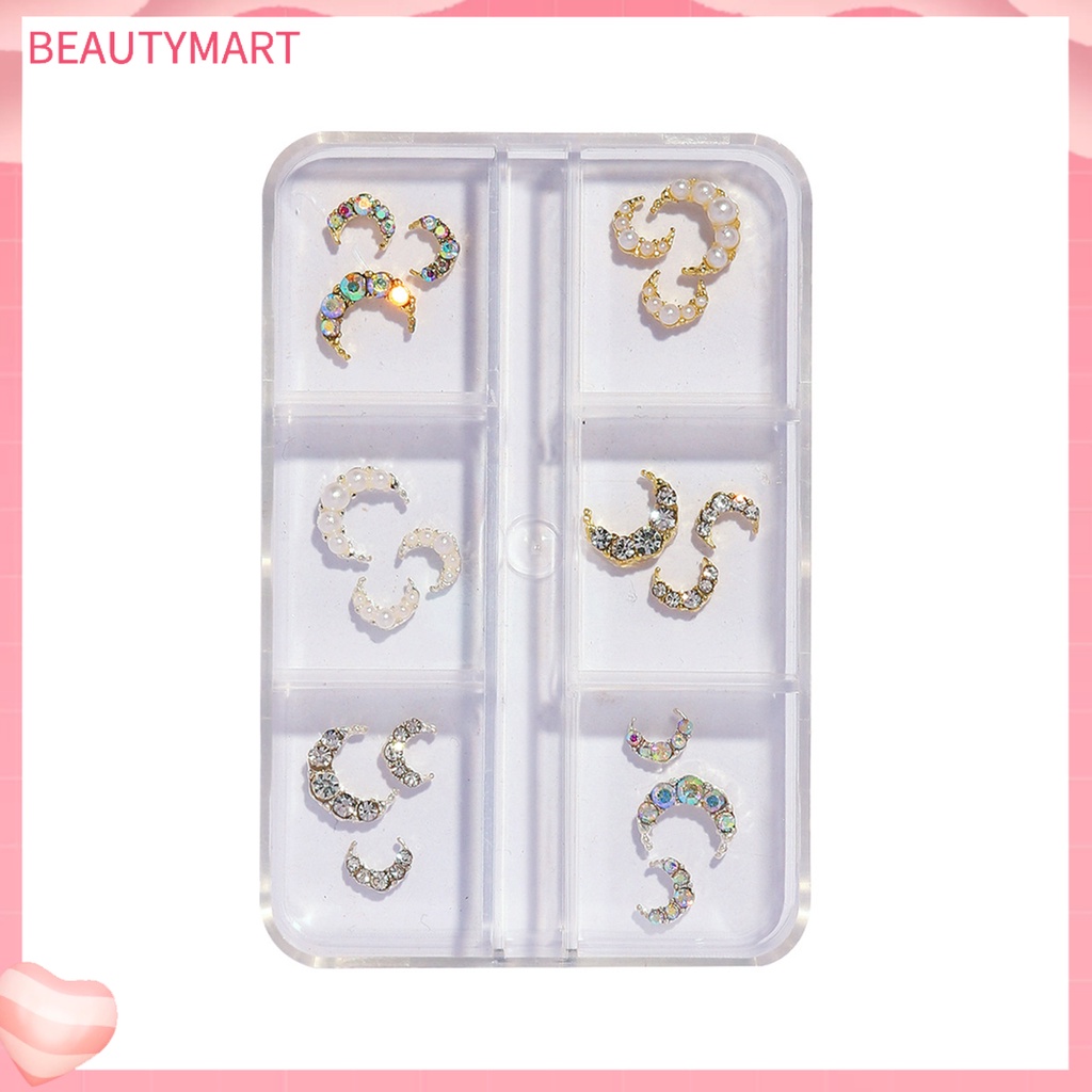 1 Hộp Phụ Kiện Trang Trí Móng Tay 3D DIY Hình Mặt Trăng Lấp Lánh Dễ Thương Cho Nữ