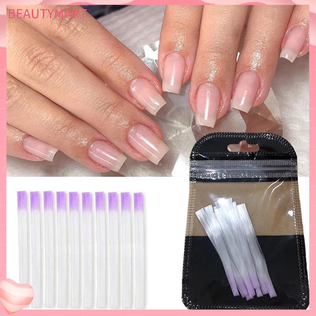 Bộ 10 Miếng Dán Nối Dài Móng Tay Sợi Thủy Tinh Linh Hoạt Nhanh Chóng Dùng Cho Salon