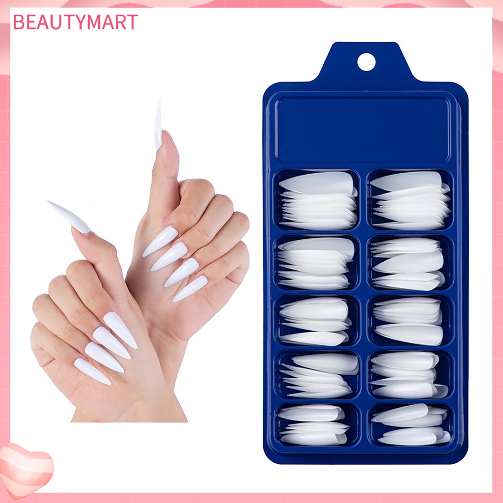 Bộ 100 Móng Tay Giả Toàn Diện Màu Trơn Thời Trang