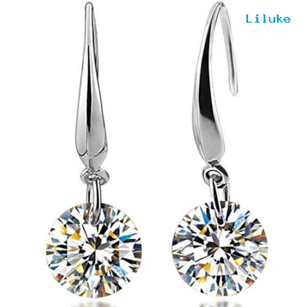 Đôi Khuyên Tai HìNh TròN Mạ BạC ĐíNh Zircon LấP LáNh ThờI Trang Cho Nữ