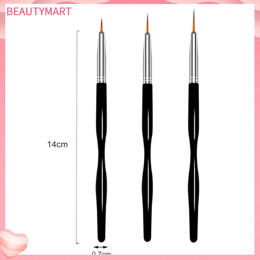 Set 3 Bút Vẽ Trang Trí Móng Nghệ Thuật Thanh Đen Gọn Nhẹ Có Thể Tái Sử Dụng Cho Nữ