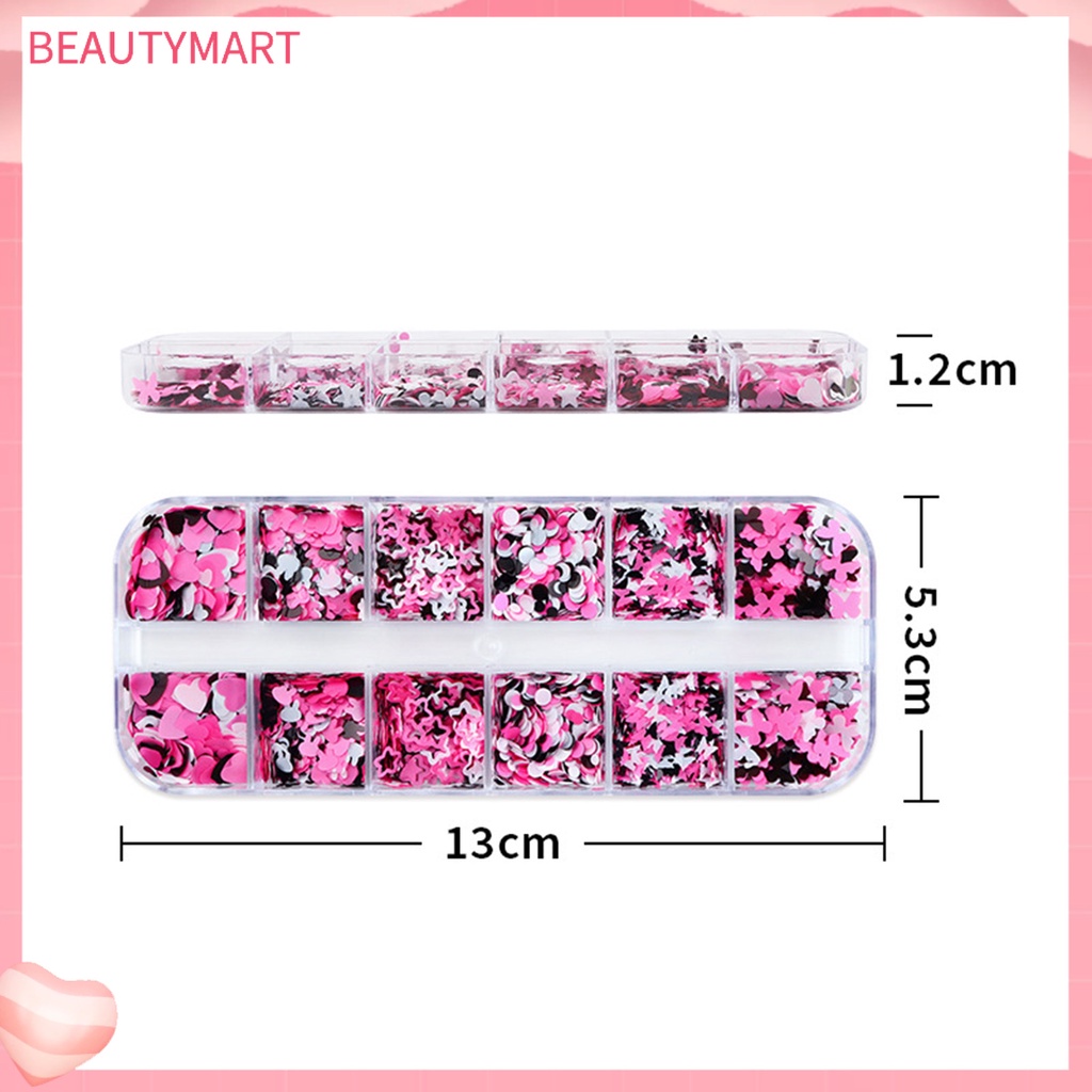 1 Hộp 1 Hộp Kim Tuyến Tròn / Bướm / Ngôi Sao / Trái Tim Trang Trí Móng Tay Nghệ Thuật