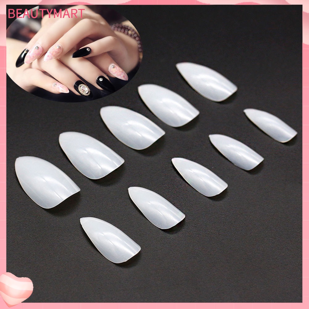 Bộ 500 Móng Tay Giả Hình Oval Đầu Nhọn Bằng Acrylic Toàn Diện DIY