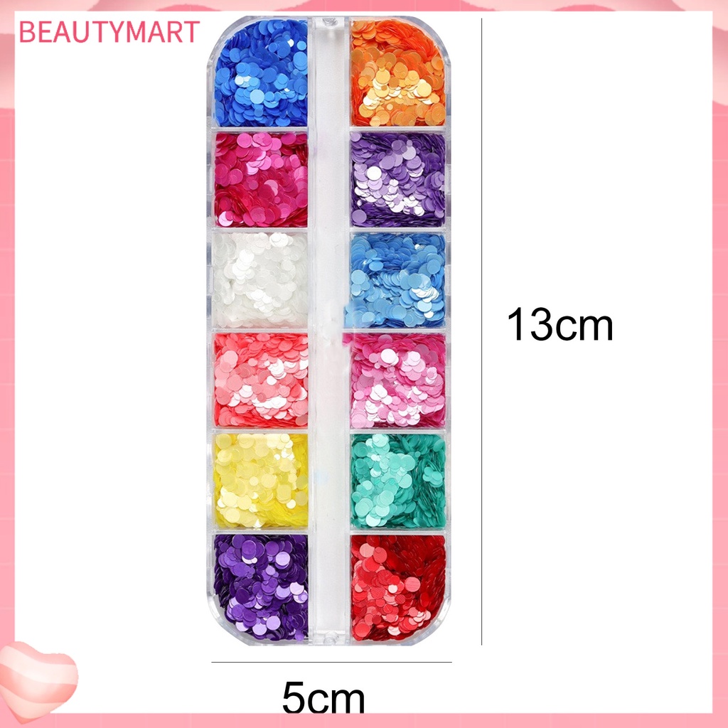 Hộp 12 Ngăn Đựng Hạt Kim Sa Tròn Nhiều Hình Dạng Màu Kẹo Làm Móng Nghệ Thuật Cho Nữ