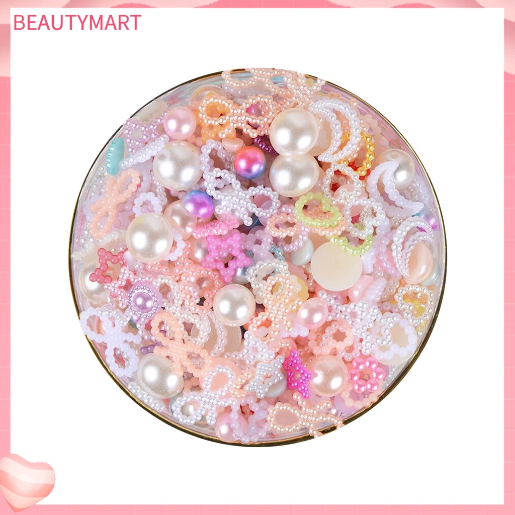 [beautymart] Hạt Ngọc Trai 50g Hình Nơ / Trái Tim / Ngôi Sao / Ngôi Sao Đính Trang Trí Ốp Điện Thoại / Móng Tay