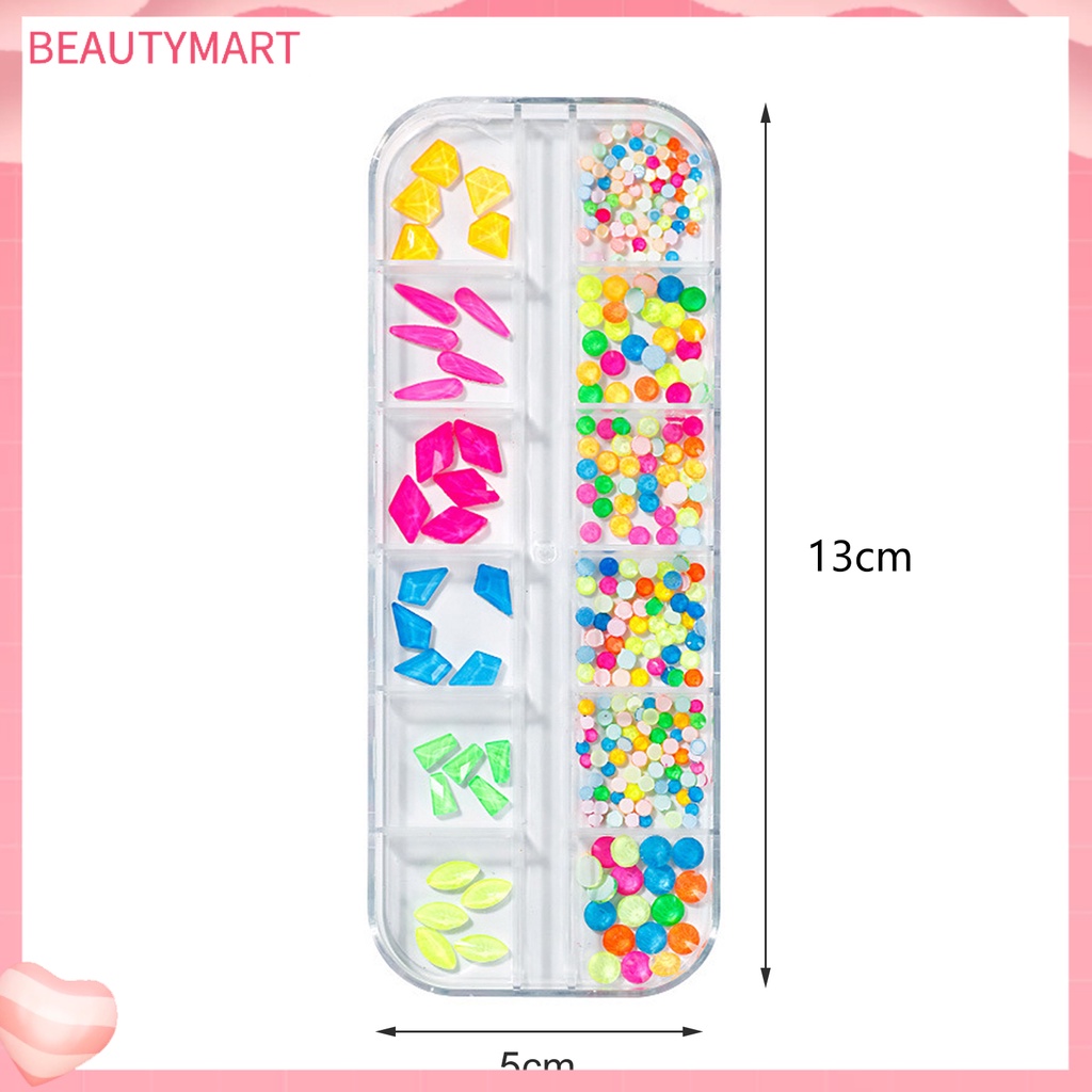 Hộp 12 Ngăn Đựng Hạt Đá Trang Trí Móng Tay Gọn Nhẹ DIY