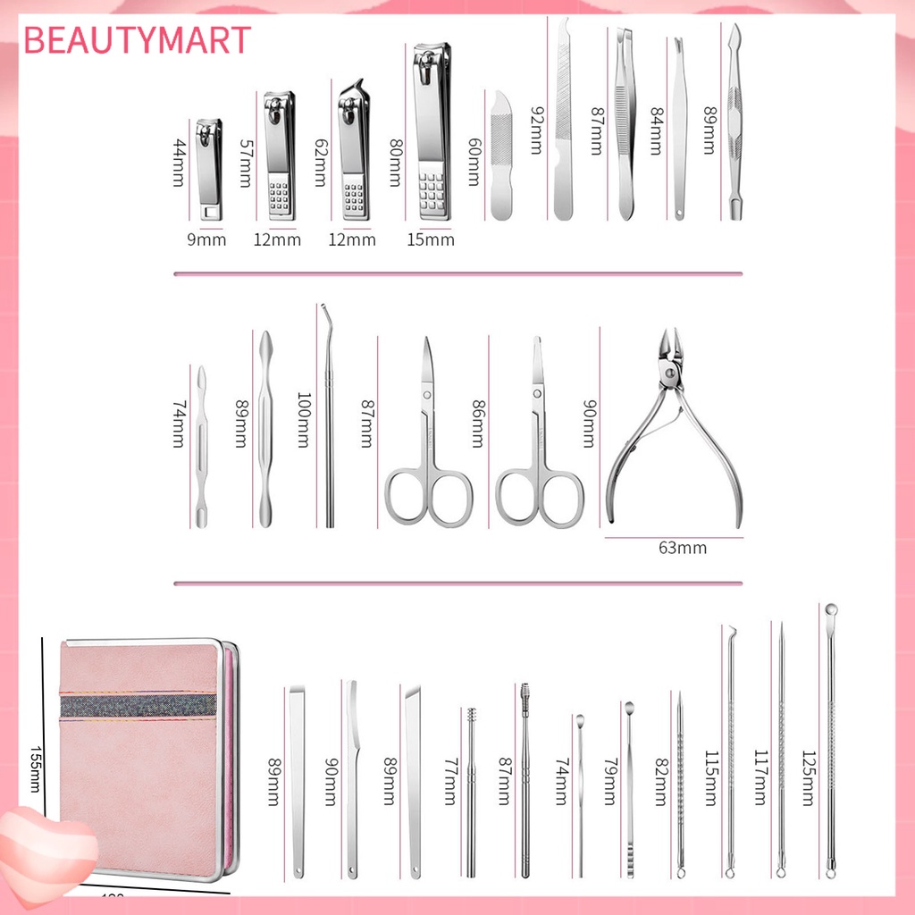 Bộ 26 Dụng Cụ Làm Móng Bằng Thép Không Gỉ Sắc Bén Dùng Trong Nhà