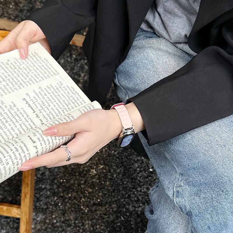 Dây Đeo Silicone Khóa Nam Châm Cho Đồng Hồ Thông Minh Xiaomi Miband 8 7 6 5 Miband 3 4 Mi Band8 Mi7 5 6