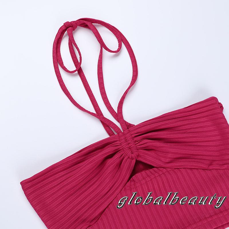 Áo Croptop Dệt Kim Hai Dây Màu Trơn Thời Trang Mùa Hè Dành Cho Nữ