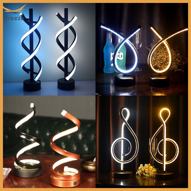 Đèn Led Để Bàn Dạng Xoắn Ốc Đơn Giản Sáng Tạo Có Thể Sạc Lại Trang Trí Nhà Hàng / Phòng Ngủ