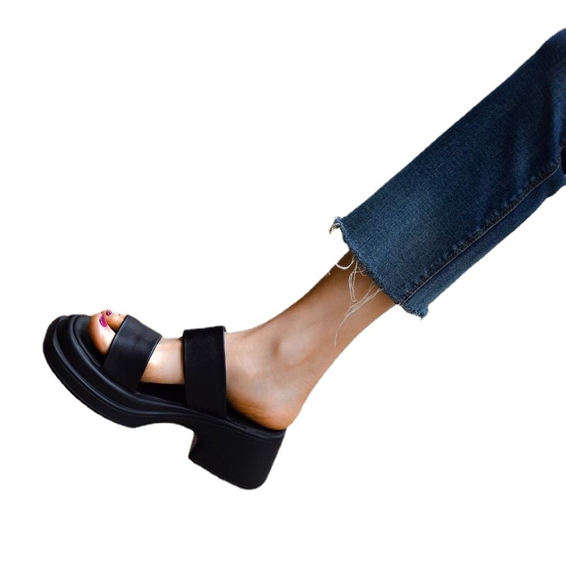 Duoya Tóc Thẳng ~ [Hàng Có Sẵn] Dép Sandal Đế Dày Bằng Da Thật Mềm Mại Chống Thấm Nước Mang Ngoài Trời Cho Nữ