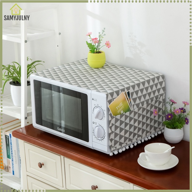 Vỏ Bọc Lò Vi Sóng Bằng Vải Cotton Lanh Chống Bụi Thông Dụng Kèm Túi Đựng Cho Nhà Bếp