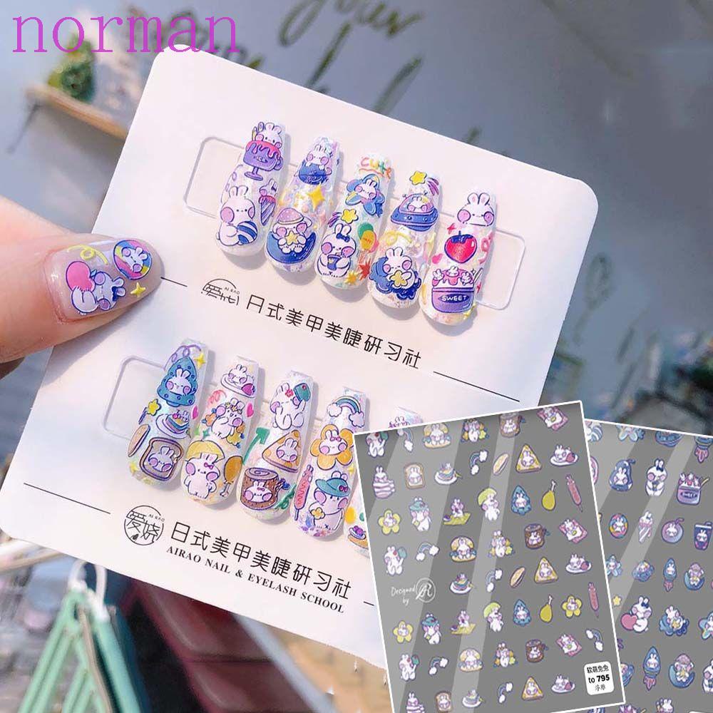 Miếng Dán Móng Tay DIY Hình Gấu Hoạt Hình Dễ Thương